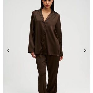 Classic Silk Pajama Set - Brown